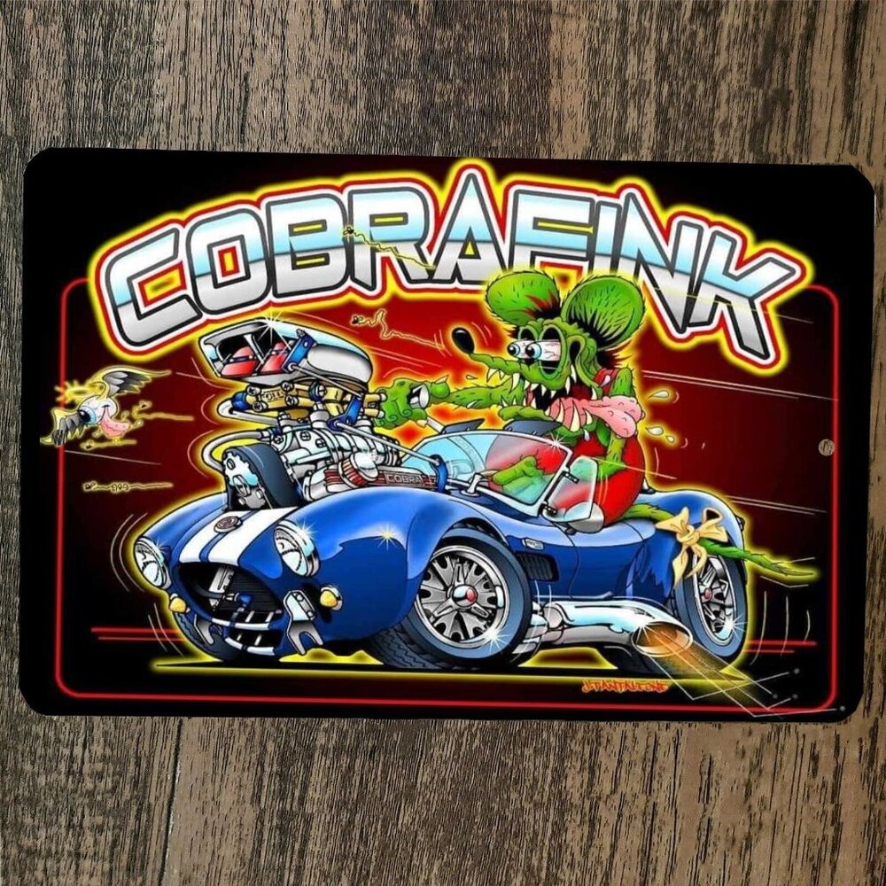 Cobra Fink Cartonn Car 8x12 Metal Wall Sign Garage Poster